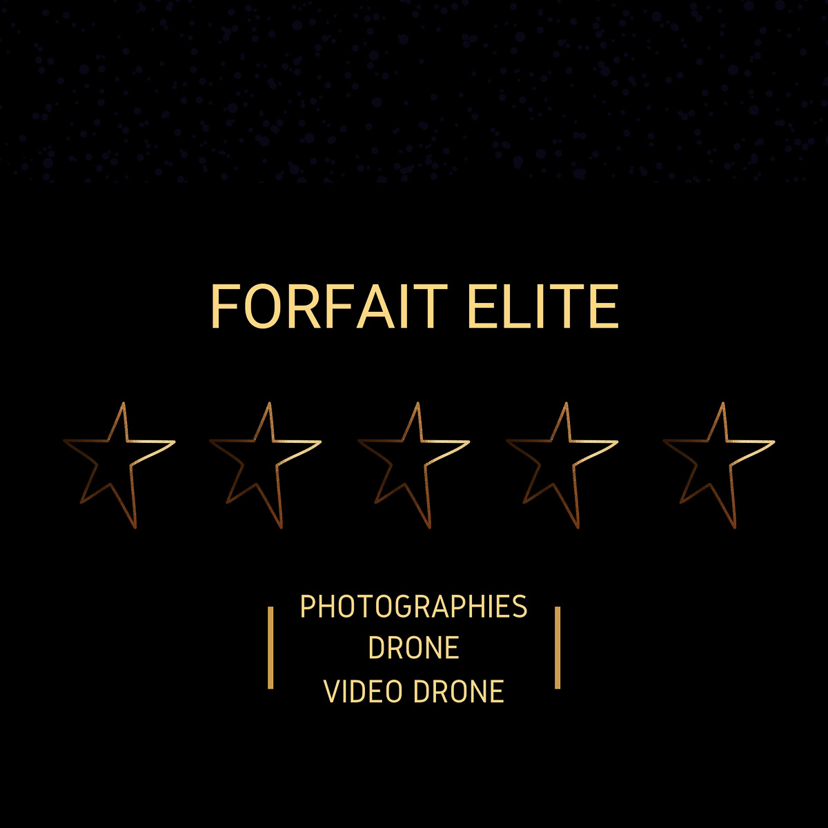 Image illustrant 5 étoiles comprenant le forfait elite, services de photographies, imageries par drone et courte vidéo offerts par edicarbo photographe