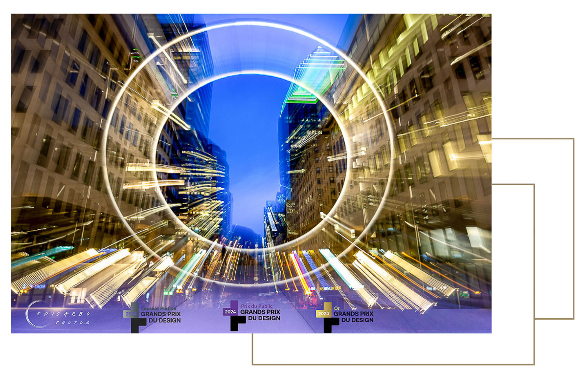 anneau de la place ville-marie à Montréal capté au crépuscule par EDICARBO PHOTOS dont la photographie a reçu plusieurs prix distinction à INT. Design International