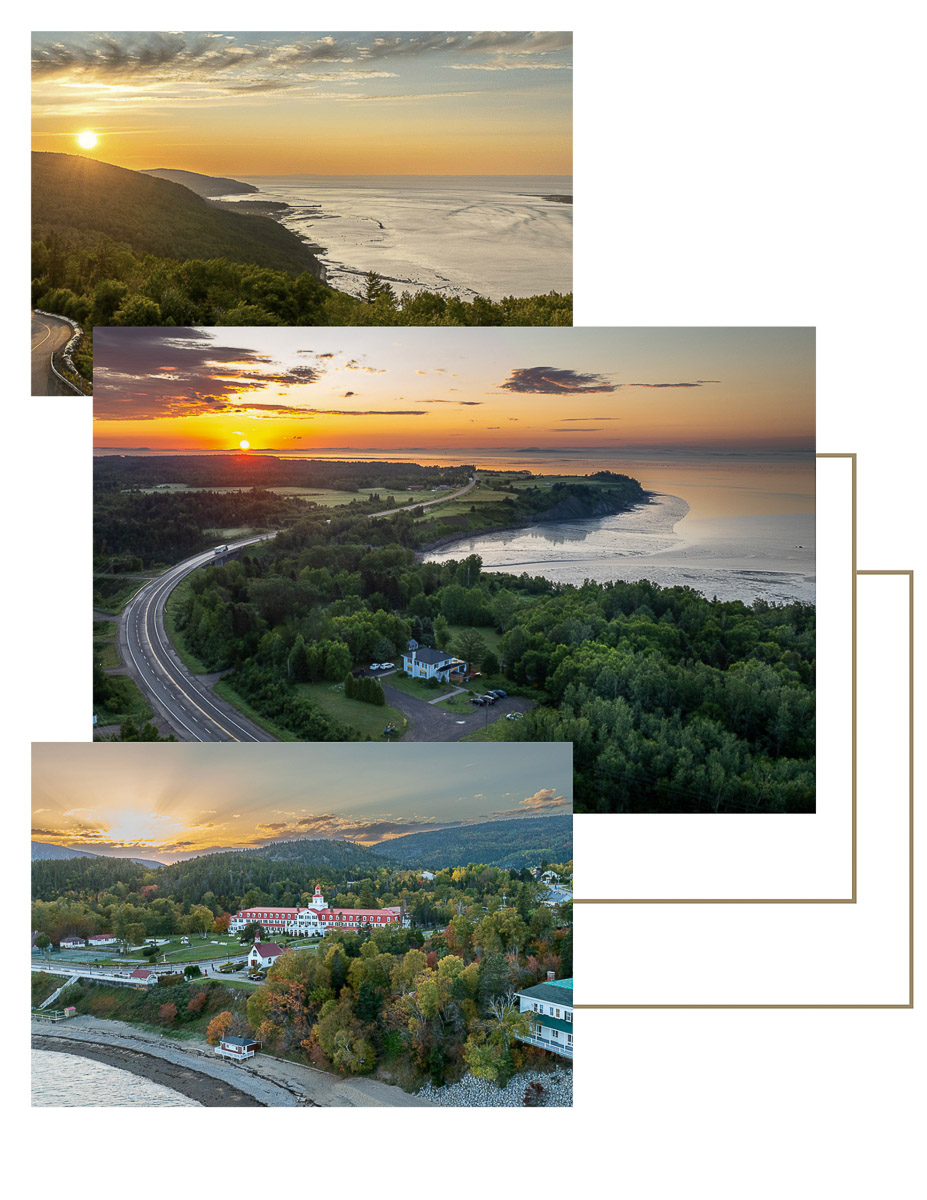 photo de lever de soleil en hiver avec vue imprenable sur le fleuve dans un chalet à louer dans charlevoix