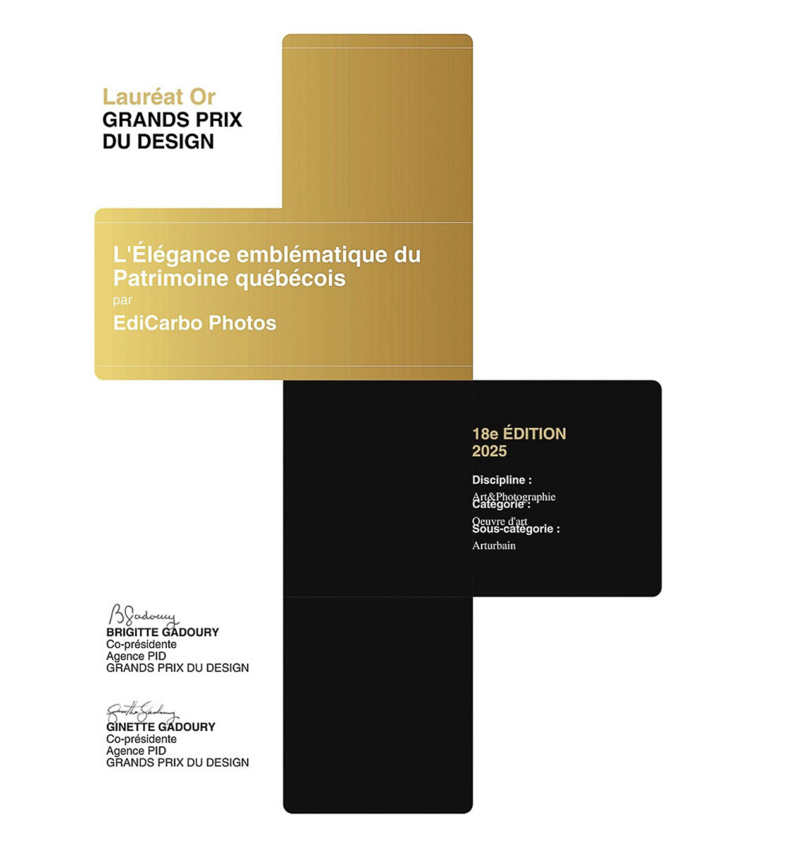 Certificat du lauréat OR remis à EDICARBO PHOTOS au grand prix de INT. Design International en 2025