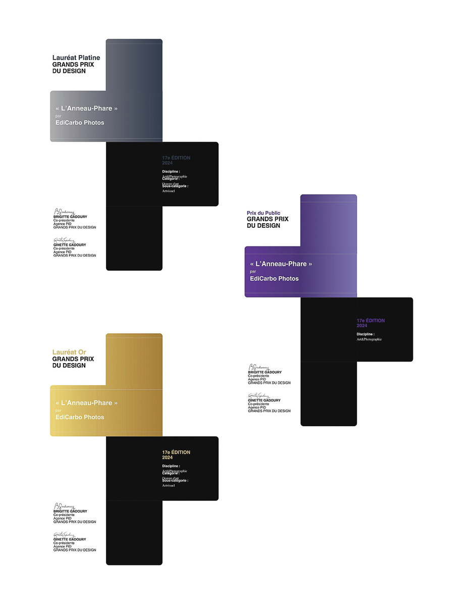 Certificat des lauréats Platine, Or et grand prix du public remis à EDICARBO PHOTOS au grand prix de INT. Design International en 2024